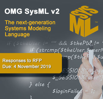SysML V2: LOI due: September 24, 2018. Responses to RFP due: 19 November, 2019